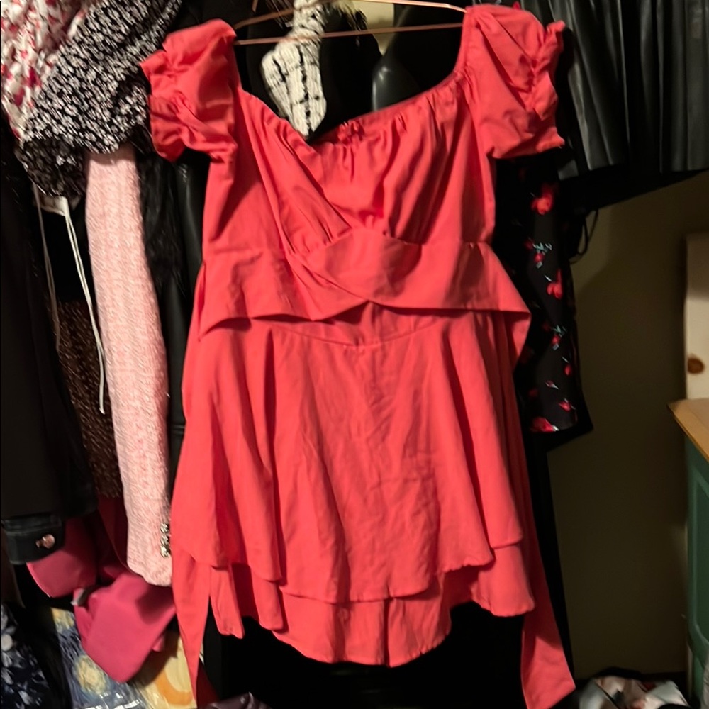 Women's Pink Ruffled Top